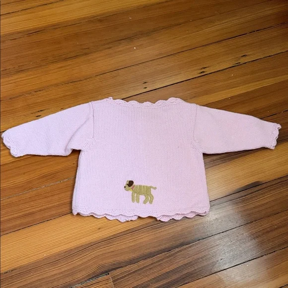 Little English Pink Sweater with Dog Design - Picture 2 of 3